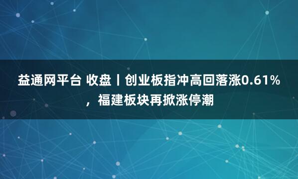 益通网平台 收盘丨创业板指冲高回落涨0.61%，福建板块再掀涨停潮