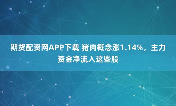 期货配资网APP下载 猪肉概念涨1.14%，主力资金净流入这些股