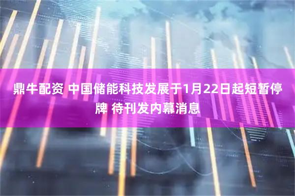 鼎牛配资 中国储能科技发展于1月22日起短暂停牌 待刊发内幕消息